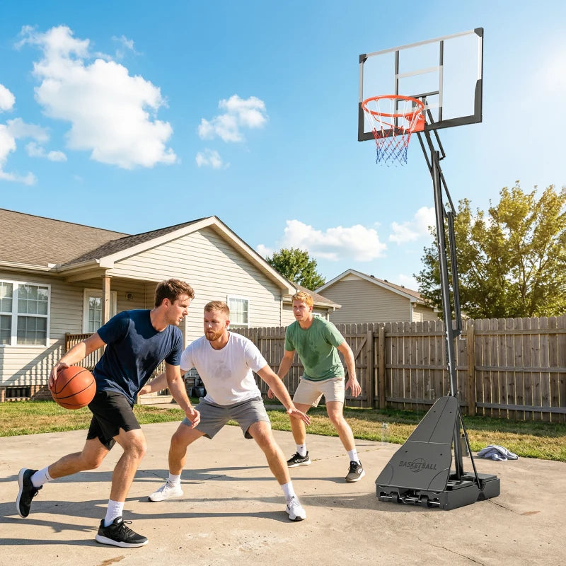 Portable Basketball Hoop with Adjustable Height 8-10ft - Black