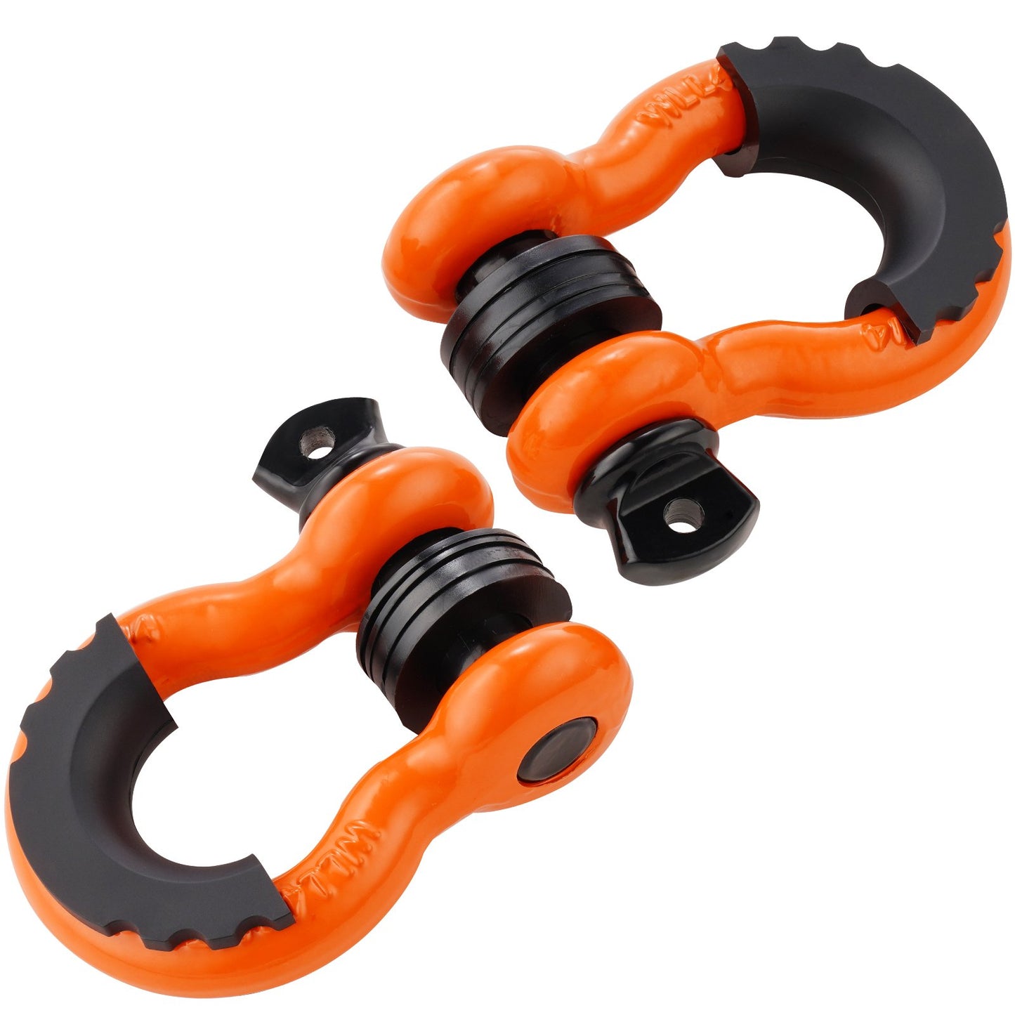 Heavy Duty Alloy Steel D-Ring Shackle 2 Pack - Off-Road Vehicle Recovery, 7/8" Screw Pin, Orange