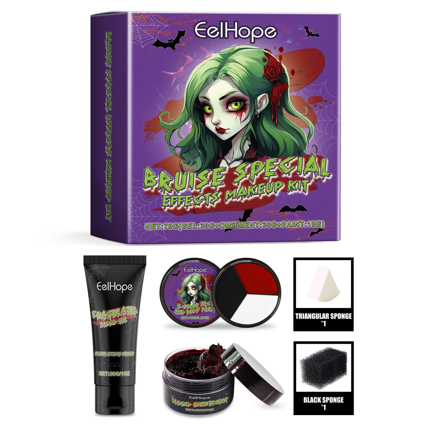 Halloween SFX Makeup Kit - Vampire & Zombie Bruise and Blood FX Set