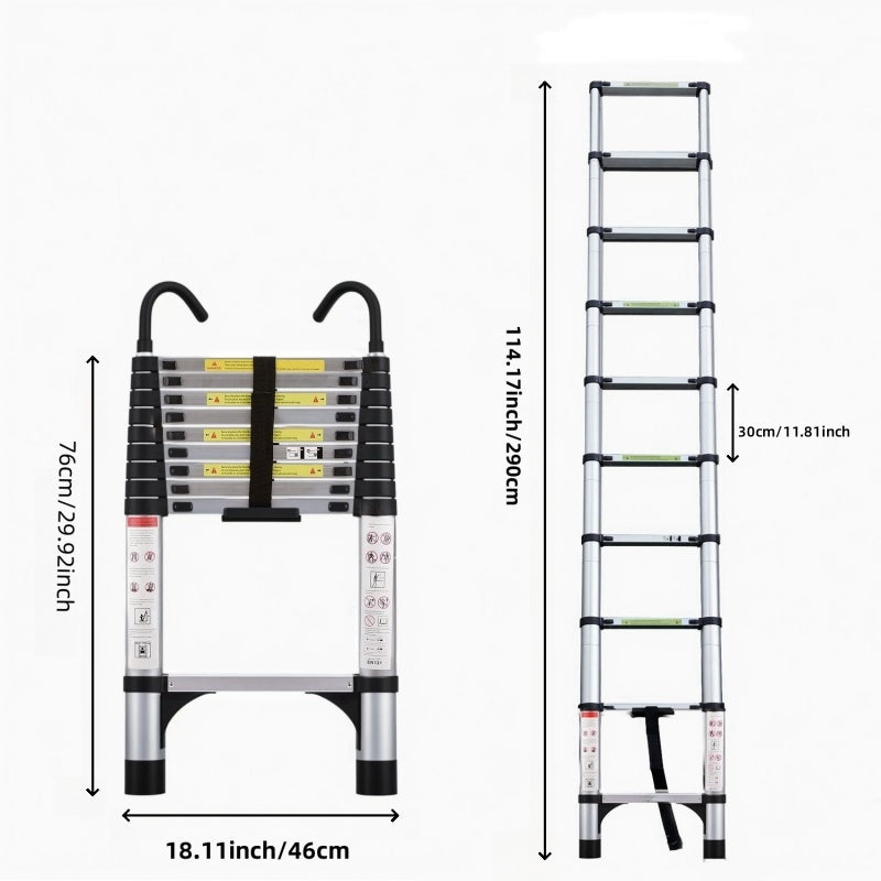 Aluminum Telescopic Ladder with Adjustable Height & Easy Storage