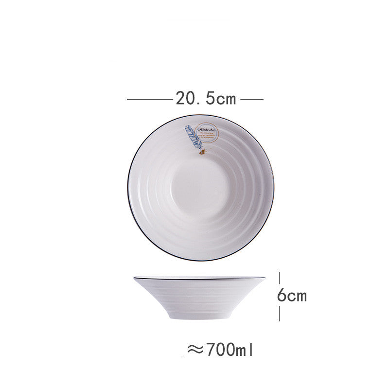 Japanese-Style Ceramic Noodle Soup Bowl with Trumpet Hat Design - 8 Inches