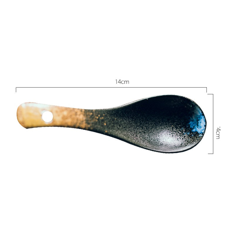 Ceramic Soup Pot with Cover and Spoon Set - Kitchen Dinnerware