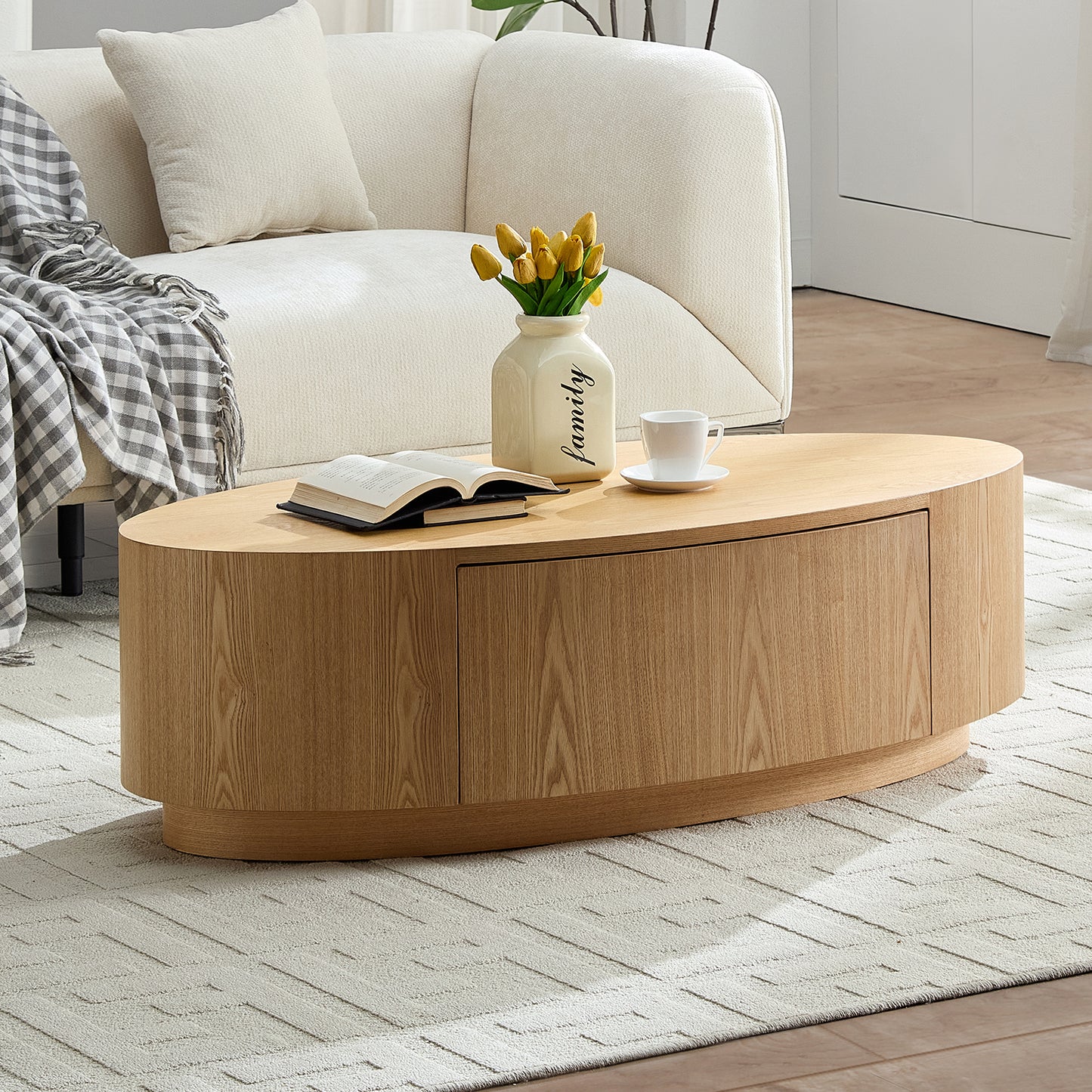 Modern Luxury Oval Coffee Table, Elegant Living Room Accent Piece,No