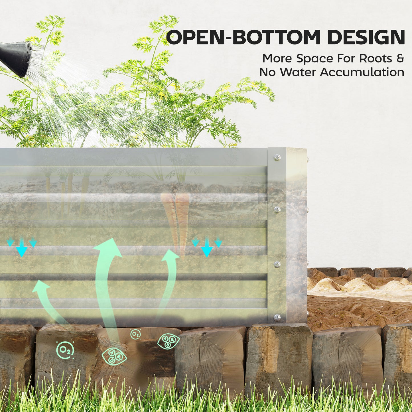 Galvanized Steel Raised Garden Bed - Outdoor Vegetable, Herb & Flower Planter Box 4x2x1 ft