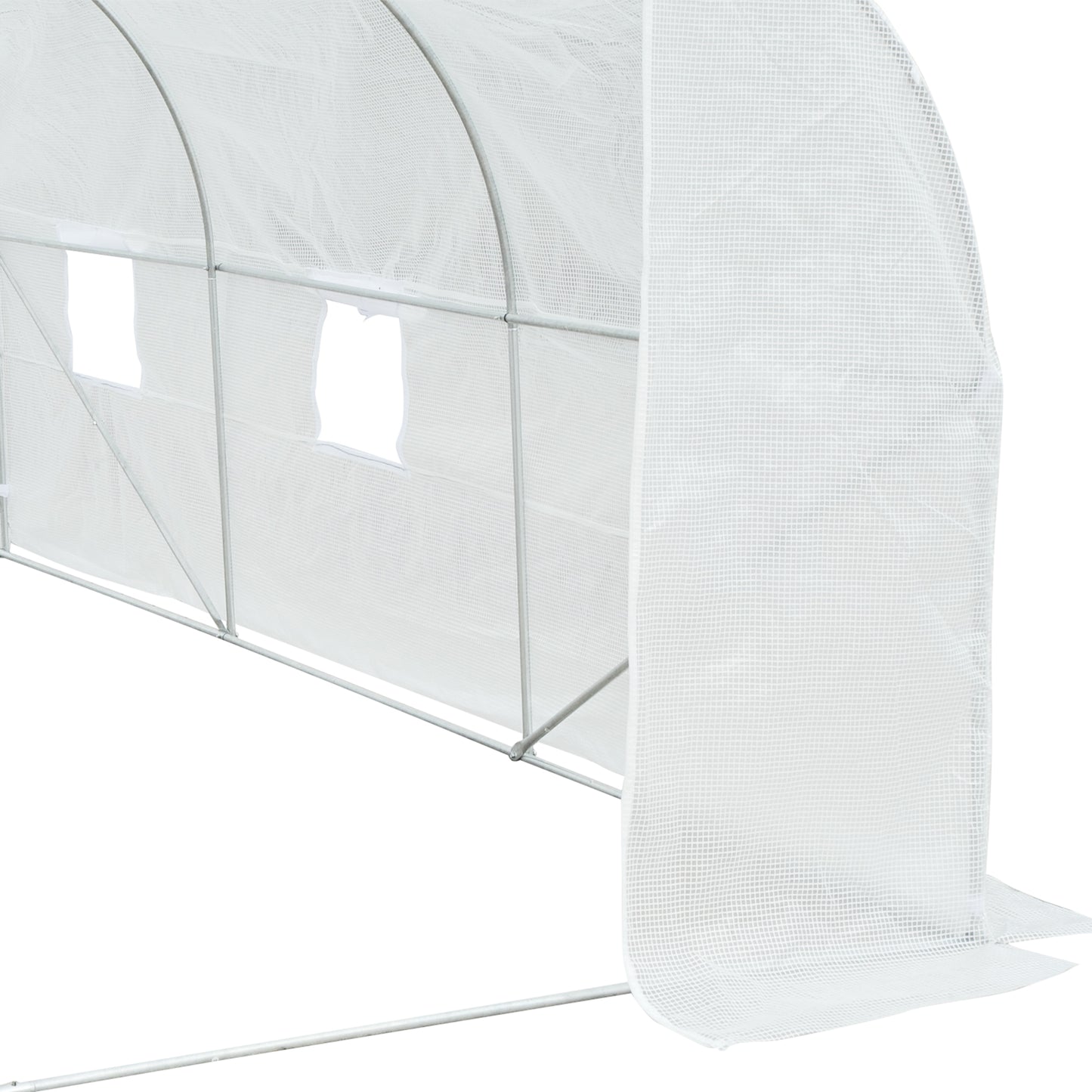 Walk-In Greenhouse with 6 Roll-Up Windows and Zippered Door - White