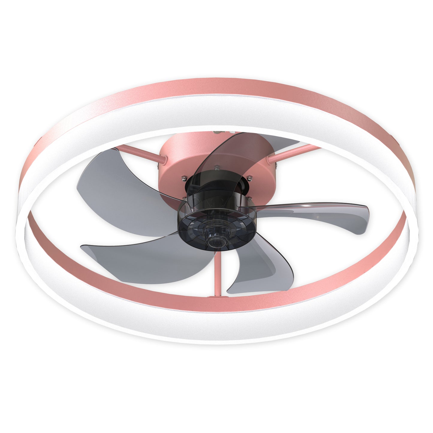 Dimmable LED Ceiling Fan with Lights - Modern Thin Design, Pink