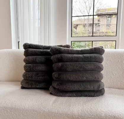 Large Plush Pillowcase Solid Color Cushion Cover Sofa Decor 45x45cm