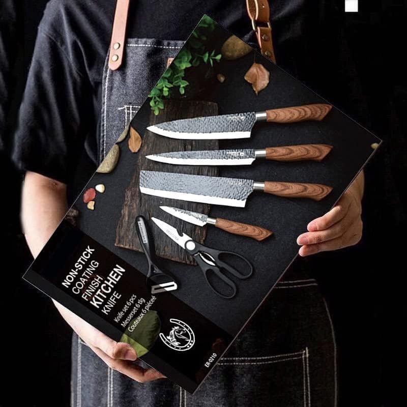 6-Piece Forged Kitchen Knife Set with Scissors & Peeler