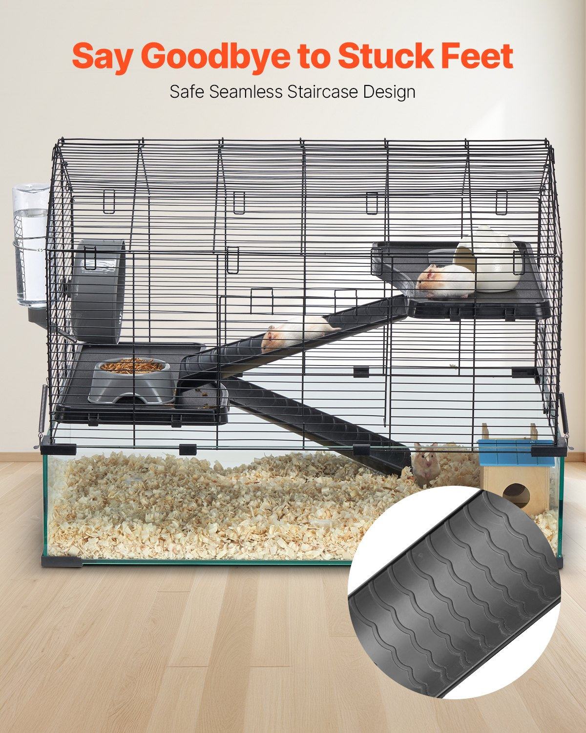 29.5 Inch Small Animal Cage with Acrylic Viewing Window - Metal Hamster Habitat in Black