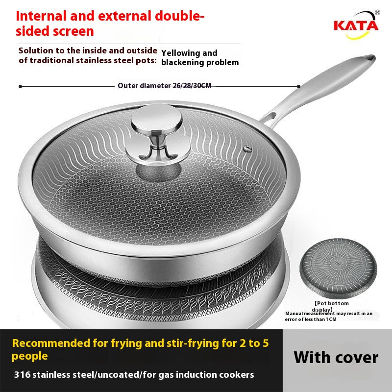 Stainless Steel Frying Pan with Glass Cover - Induction & Gas Stove Compatible