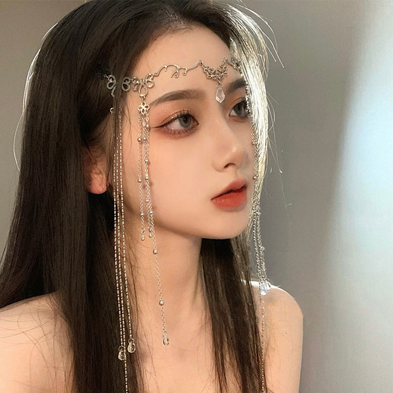 Water Drop Hairpin with Tassel - Silver Fashion Hair Accessory for Women