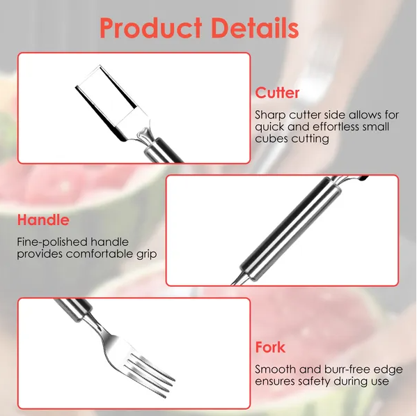 2-in-1 Watermelon Cutter and Fork - Stainless Steel Slicer