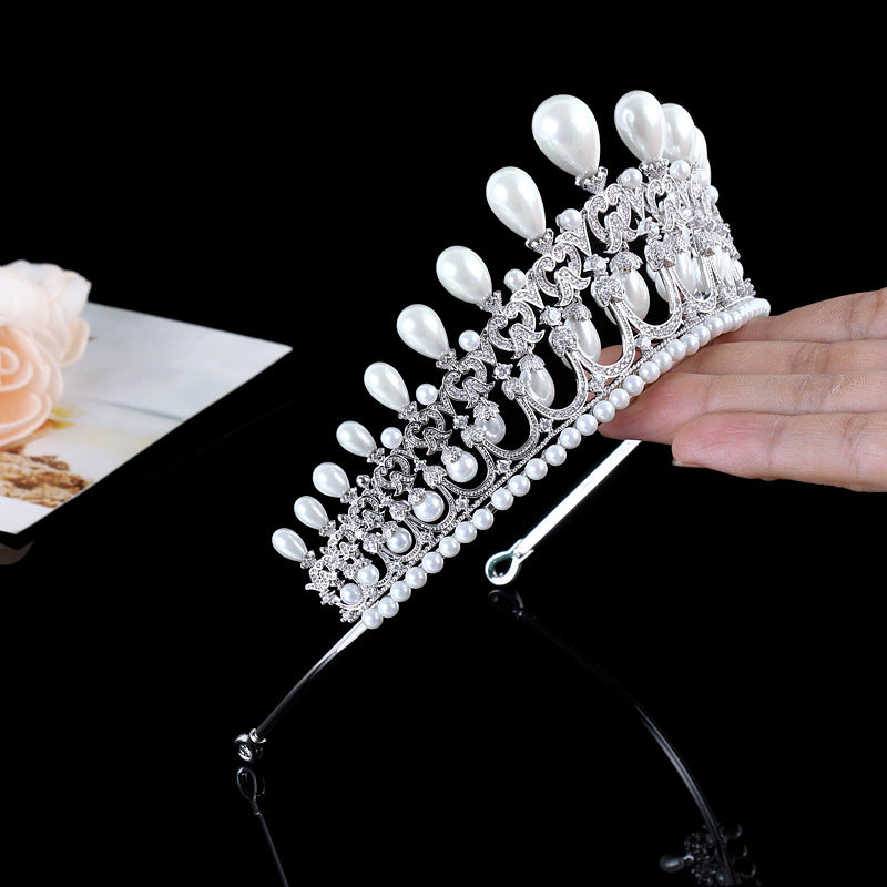 Pearl Crown Platinum Plaid Copper Headband - Silver