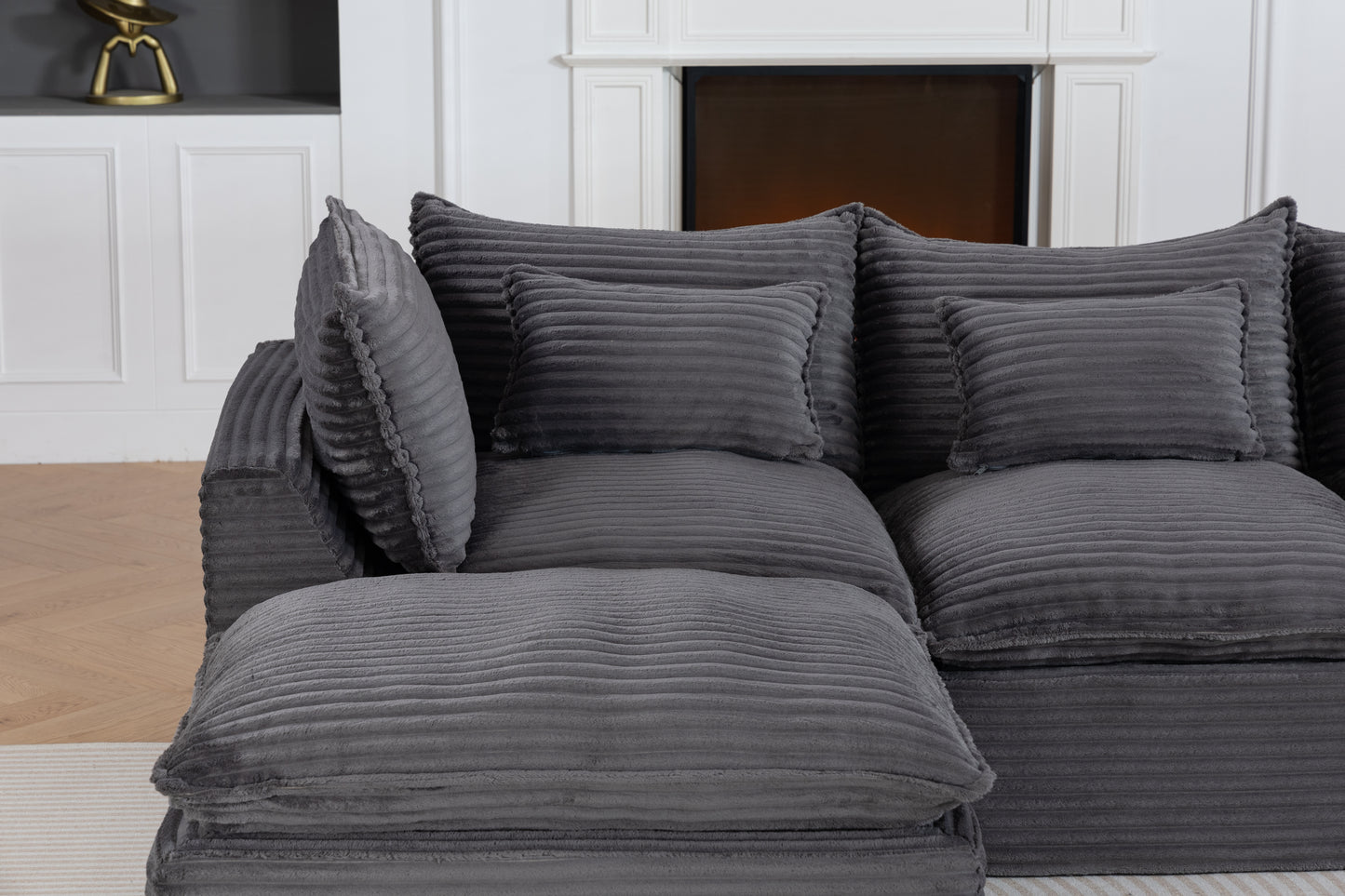 102.3" Modular Sectional Sofa - Comfy Corduroy in Antique Grey