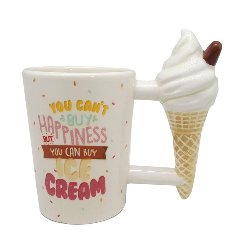 Cartoon Expression Mug - Ice Cream & Popsicle Design, Bone China