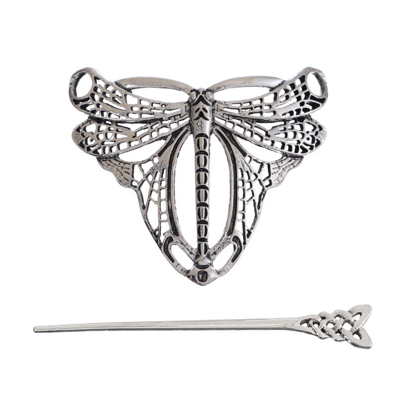 Retro Dragonfly Hairpin - Silver Alloy Hair Stick