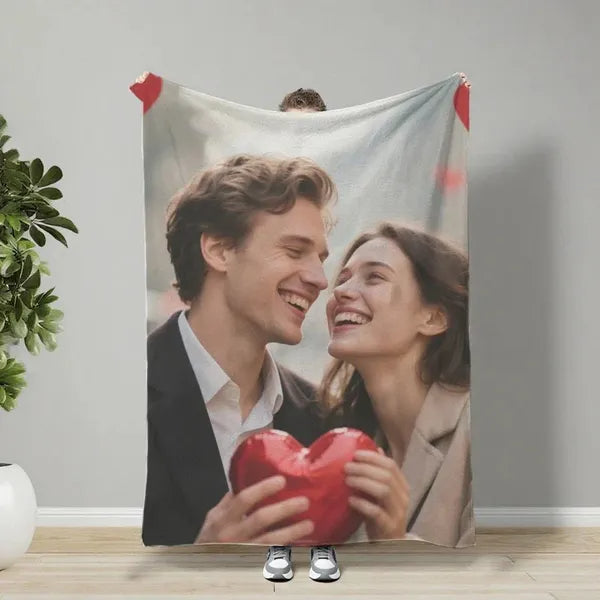 Custom Photo Flannel Blanket - Personalized Gift for Mother's Day