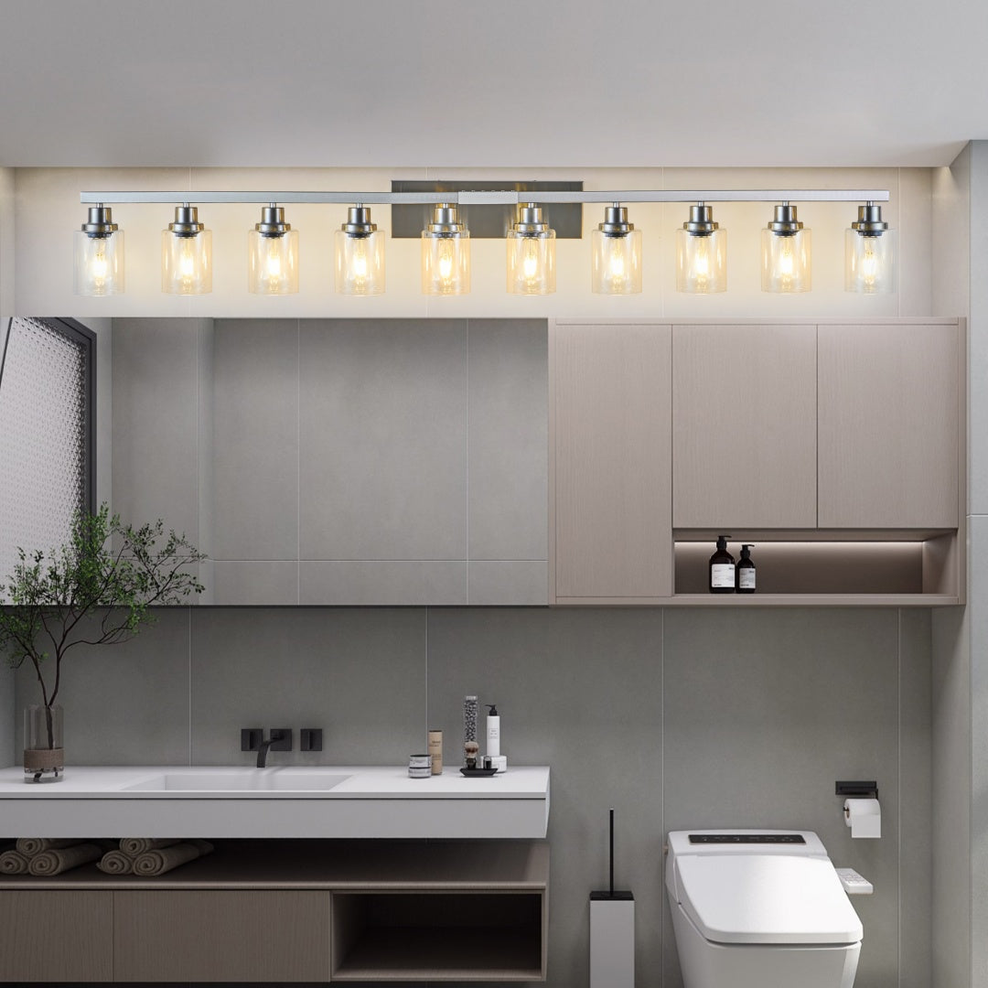 Brushed Nickel Bathroom Vanity Light Fixture with Clear Glass Shade