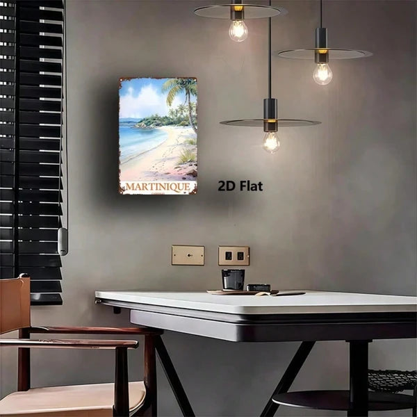 Vintage Tropical Beach Metal Sign - 8x12 Inch Wall Art