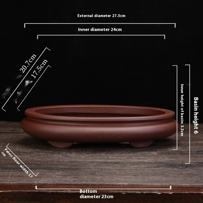 Purple Ceramic Square Plant Pot for Desktop & Floor Bonsai Display