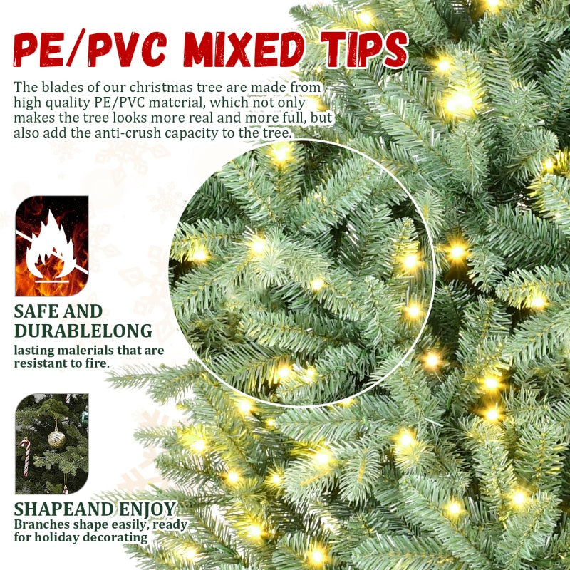 Artificial Christmas Tree - PE/PVC Mixed with Warm White LED Lights