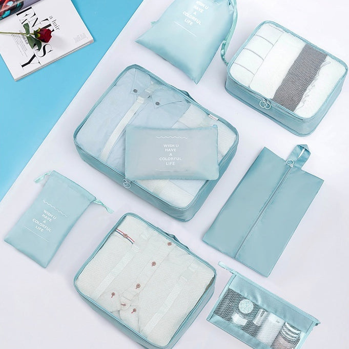 9-Piece Thickened Twill Travel Storage Bag Set for Shoes Clothes Toiletries