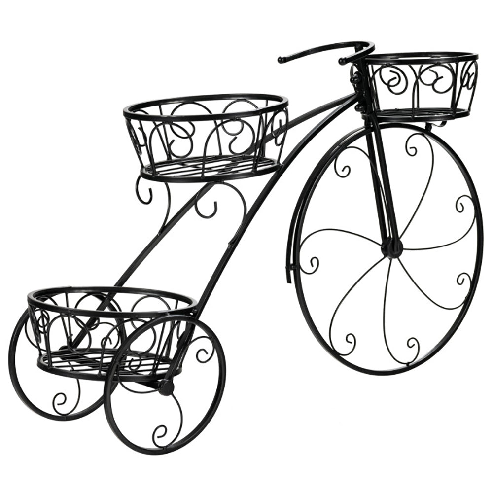 3-Tier Metal Tricycle Plant Stand with 3 Shelves for Indoor & Outdoor Garden