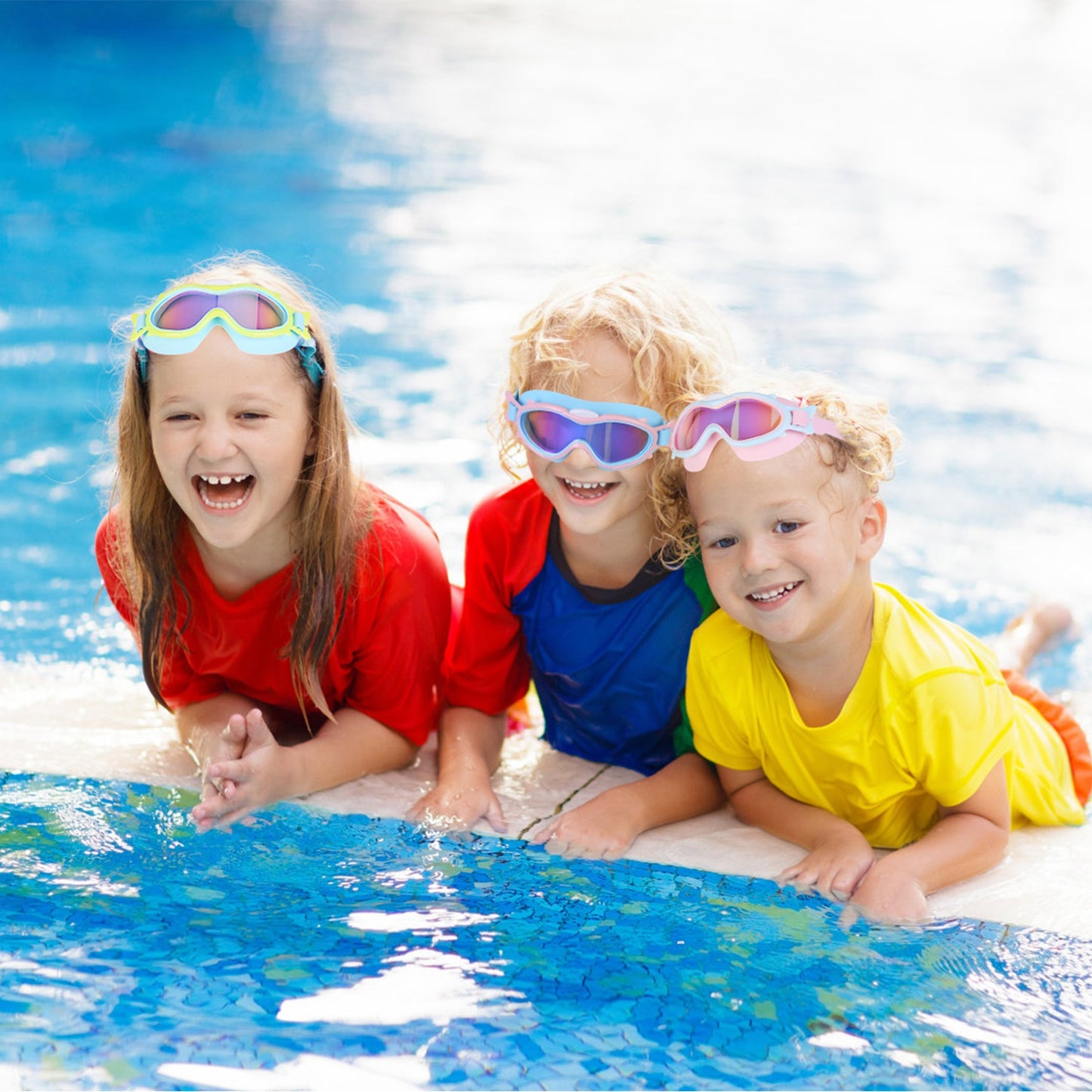 Kids Swim Goggles with Ear Plugs - UV Protection, Anti-Fog, Leak Proof