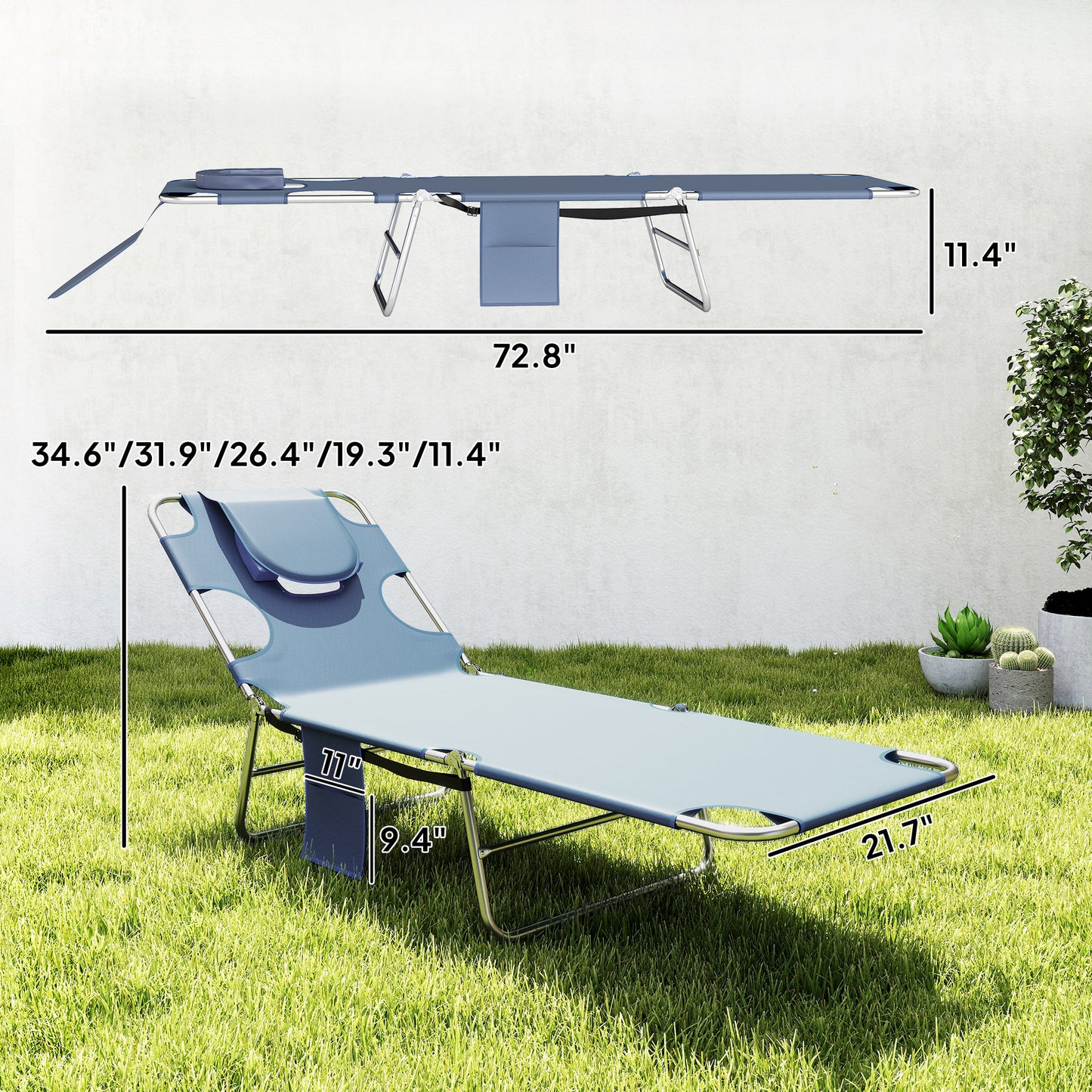 2 Adjustable Tanning Chairs with Face Hole - Gray