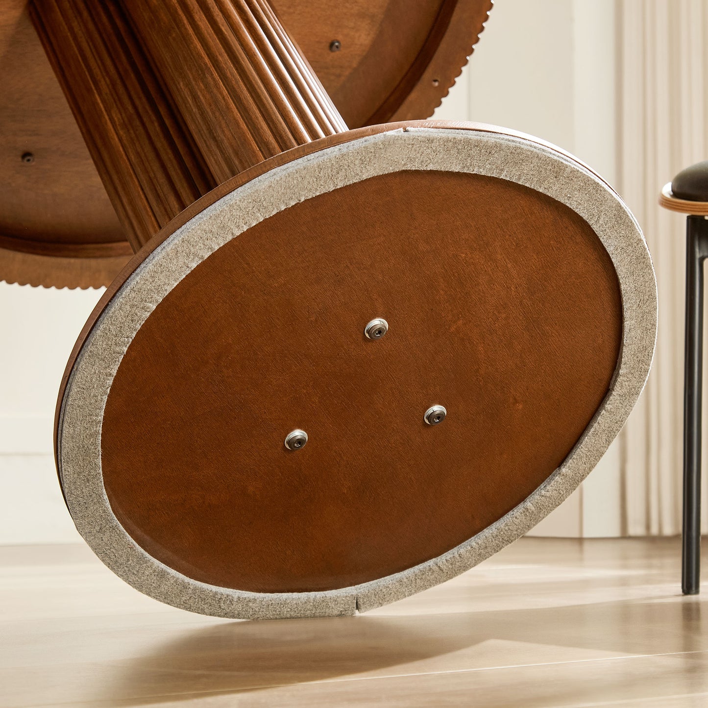 33-Inch Round Dining Table with Sintered Stone Top - Walnut