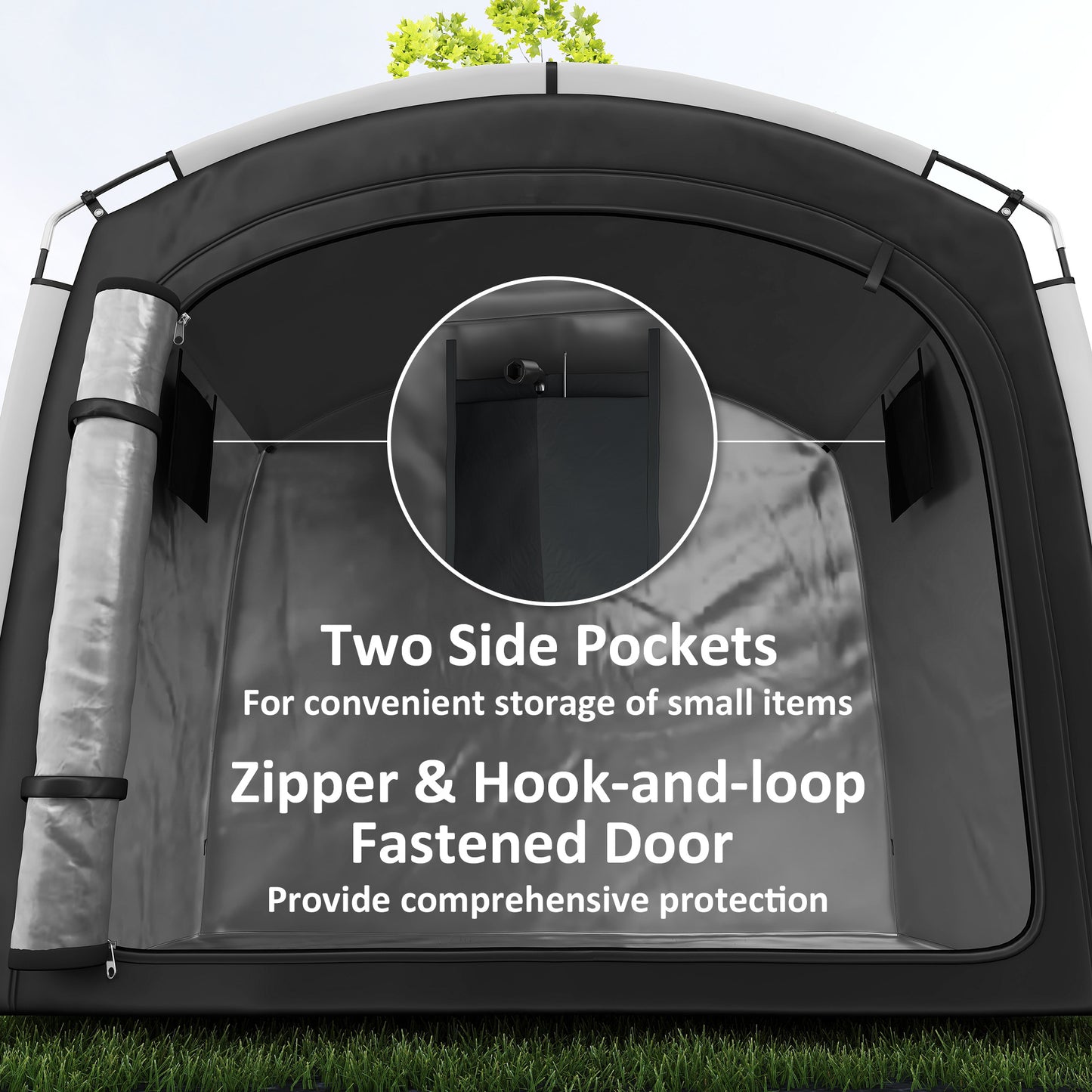 Portable Waterproof Bike Storage Tent for 3-4 Bicycles - Black