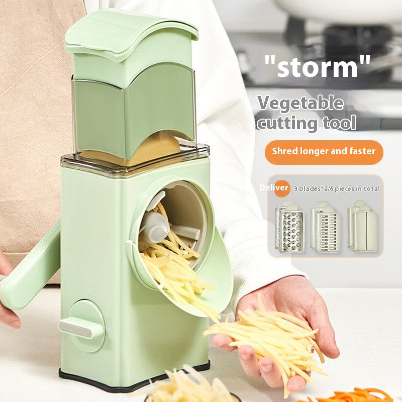 Multi-functional Hand Guard Kitchen Drum Shredder - Green Manual Vegetable Cutter