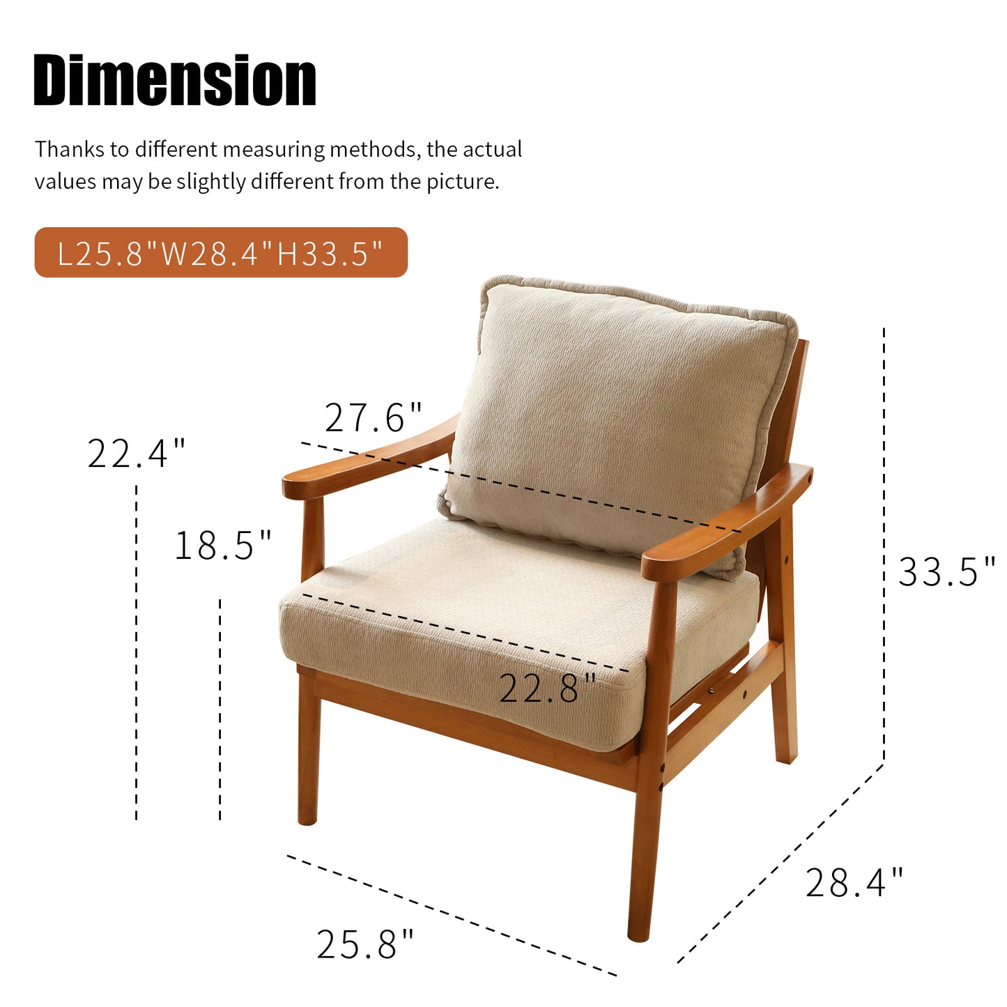 Cozy Grey Accent Chair with Solid Wood Frame - Comfy Armchair