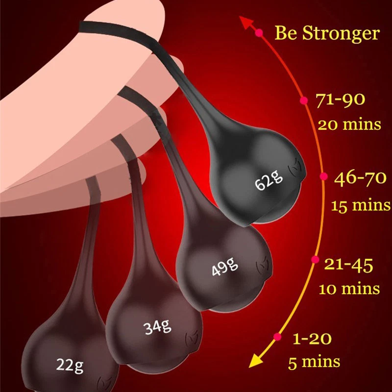 Male Muscle Training Ball Set - 4-Piece Tension Exercise Kit - Black