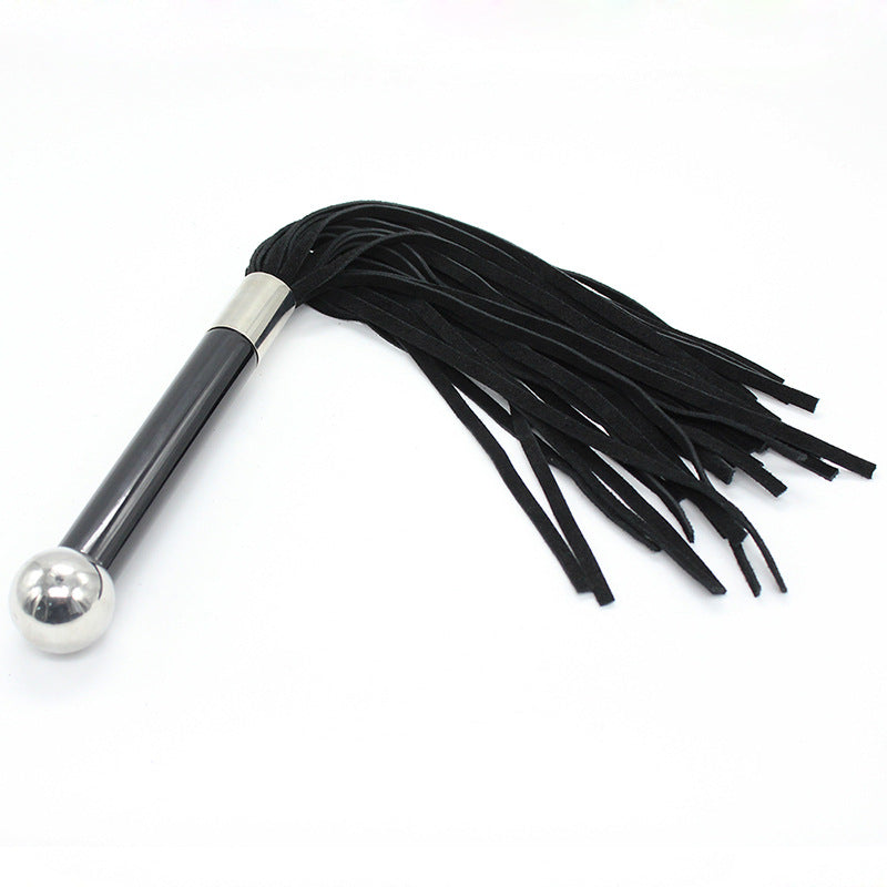Leather Tassel Training Whip with Acrylic Handle – Black/Red/Pink/Purple