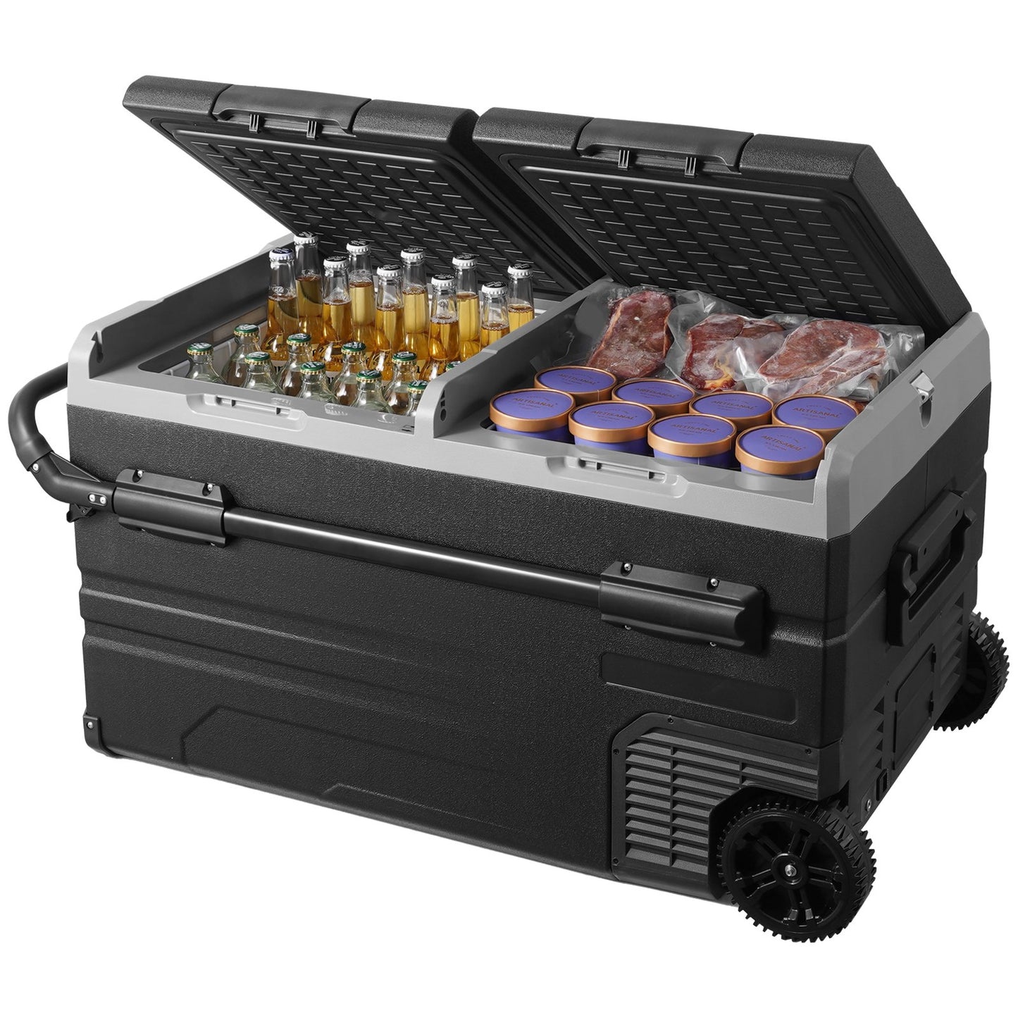 Portable Car Refrigerator Freezer 115L Dual Zone Compressor Cooler - Black
