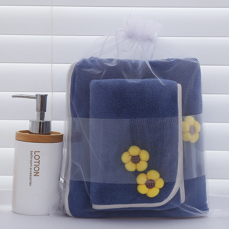 Bath Towel Gift Set - Coral Velvet Large & Hand Towels for Bathroom