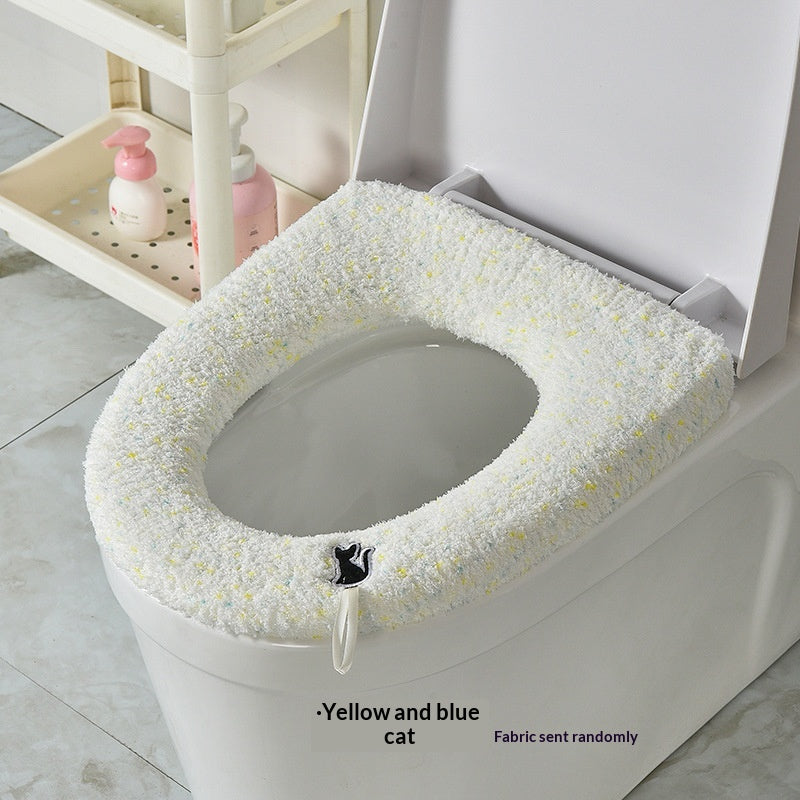Universal Toilet Seat Cover for Bathroom Use - Winter & Autumn Fit, Slip-On Polyester