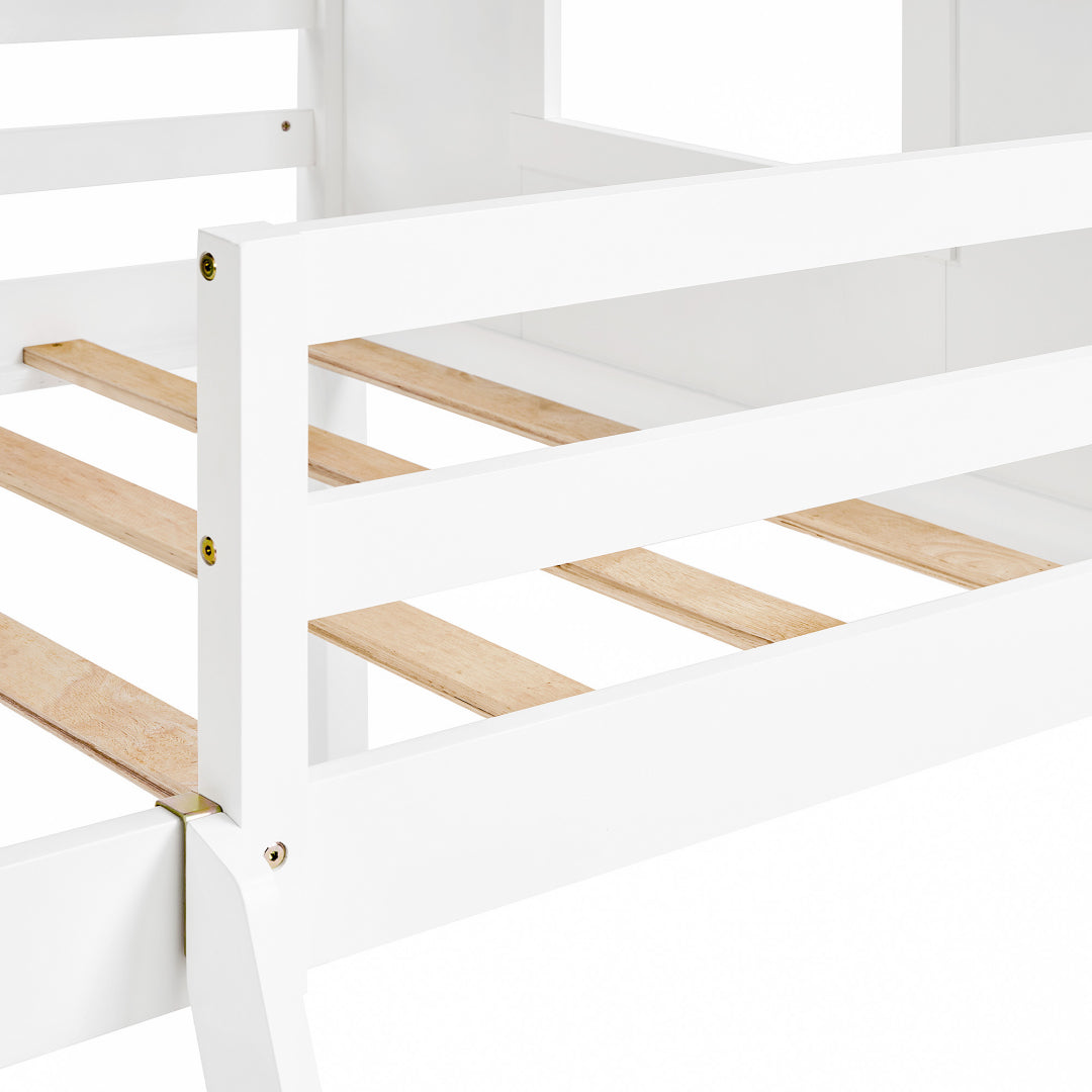 Montessori Wooden Toddler Loft Bed with Detachable Roof & Guardrail