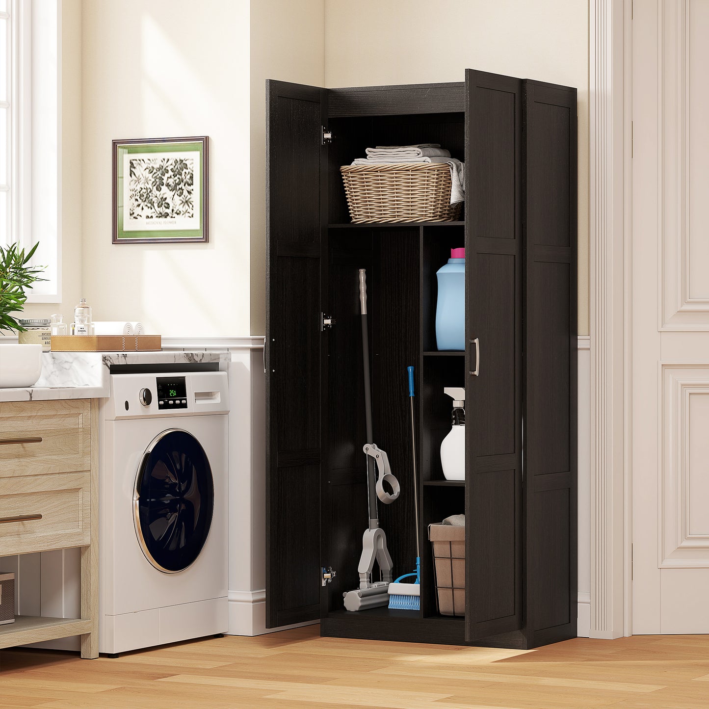 Farmhouse Pantry Cabinet, 71" Tall Kitchen Storage Cabinet with