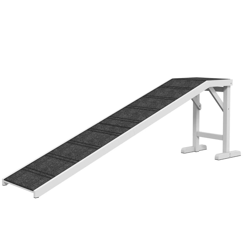 Foldable Dog Ramp with Non-Slip Carpet Top Platform for Small & Senior Dogs - Gray or White