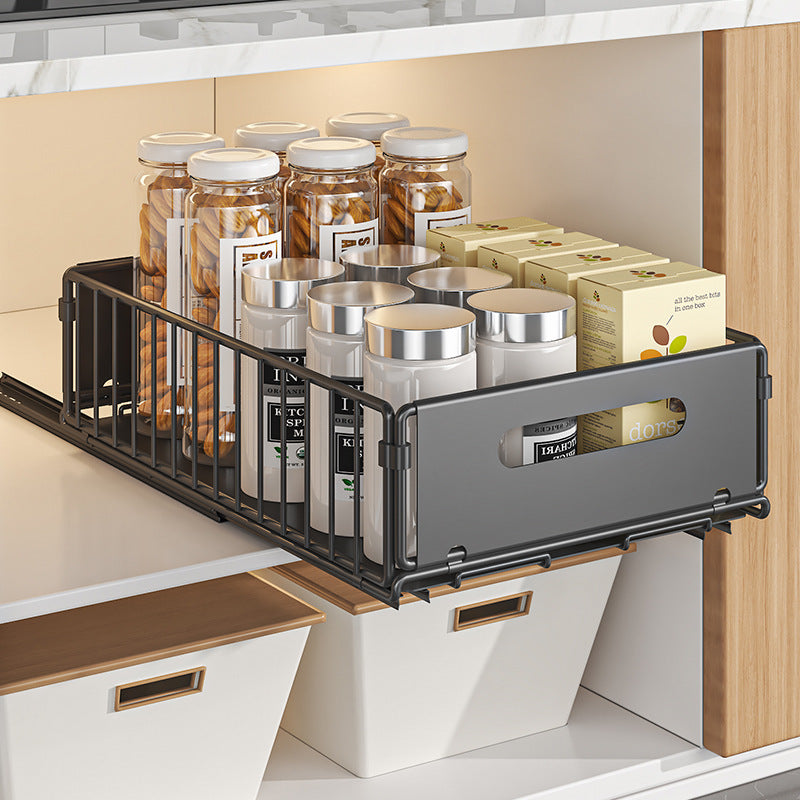 Foldable Kitchen Storage Basket with Pull-Out Layers - Multi-Function Snack Organizer