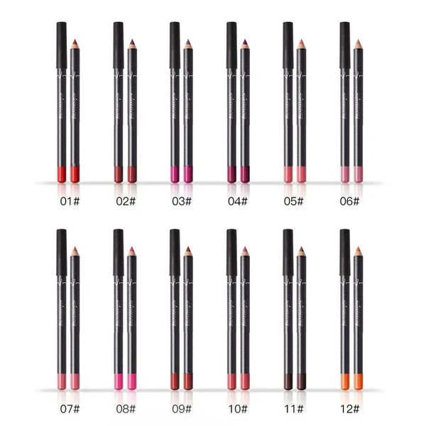 12-Piece Matte Lip Liner Pencil Set - Waterproof Long-Lasting Lip Makeup