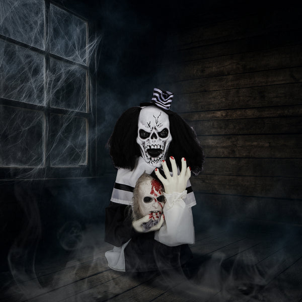 1.8ft Scary Clown Decoration - Sound-Activated Halloween Prop