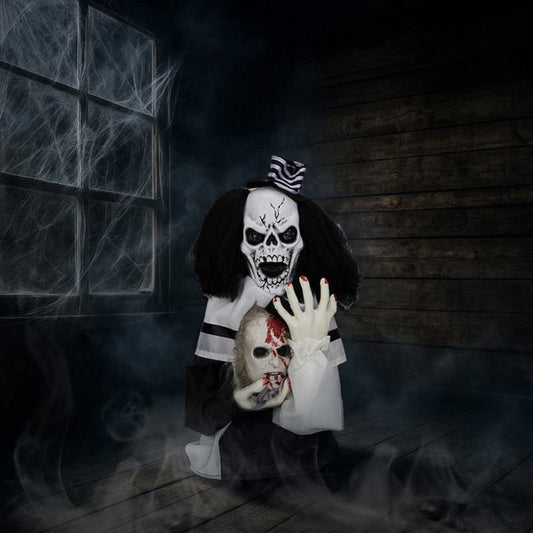1.8ft Scary Clown Decoration - Sound-Activated Halloween Prop
