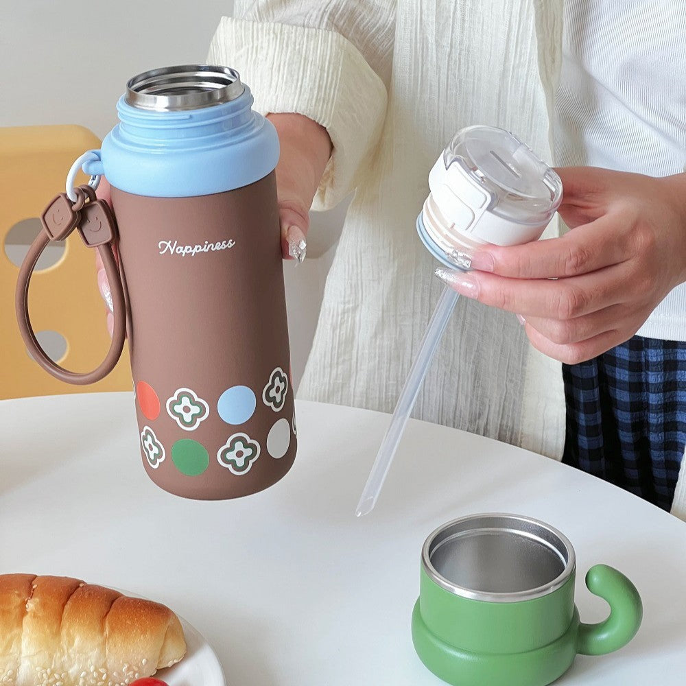 Insulated Stainless Steel Travel Cup with Carrying Strap - 500ml