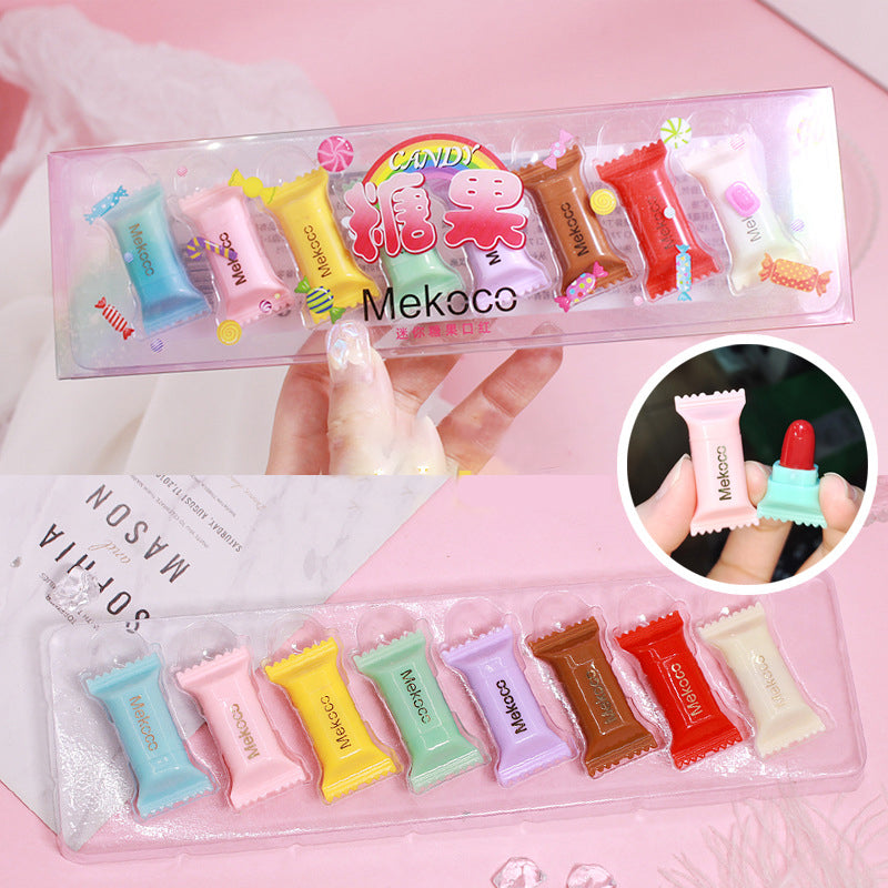 Mini Candy Lipstick Set - 8 Colors Portable Makeup for Girly & Student Looks