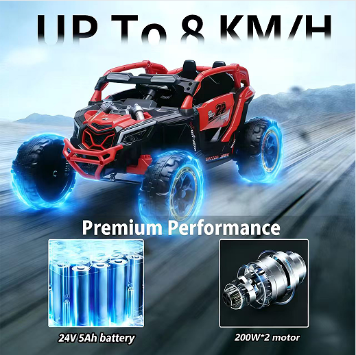 24V 400W Kids Ride On Car with Remote Control & Bluetooth - Red