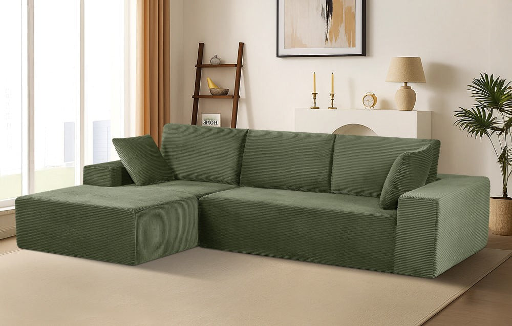 CozyForm Convertible Sectional Sofa In Soft Corduroy, Modern Comfy