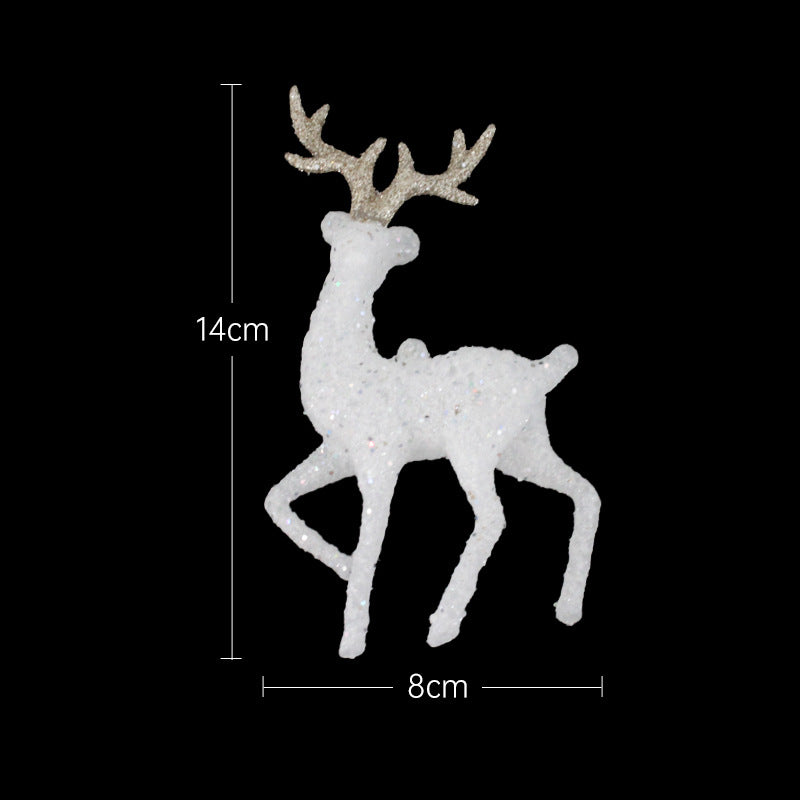 Festive Christmas Elk Cake Ornament Set - Glitter & Plastic Decorations
